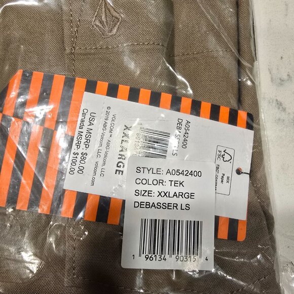 VOLCOM Debasser Long Sleeve Shirt BUTTON UP WORKSHIRT MEN'S SIZE 2XL XXL NEW - Picture 6 of 6